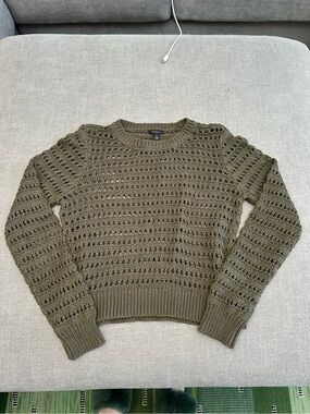 Halogen Olive Open-Stitch Knit Sweater